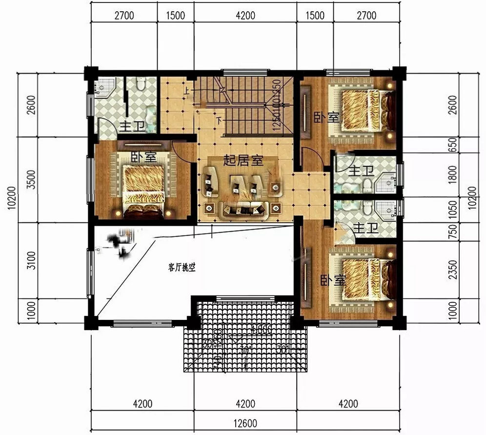 130平的新中式別墅，帶挑空客廳，布局真的很贊(圖3)