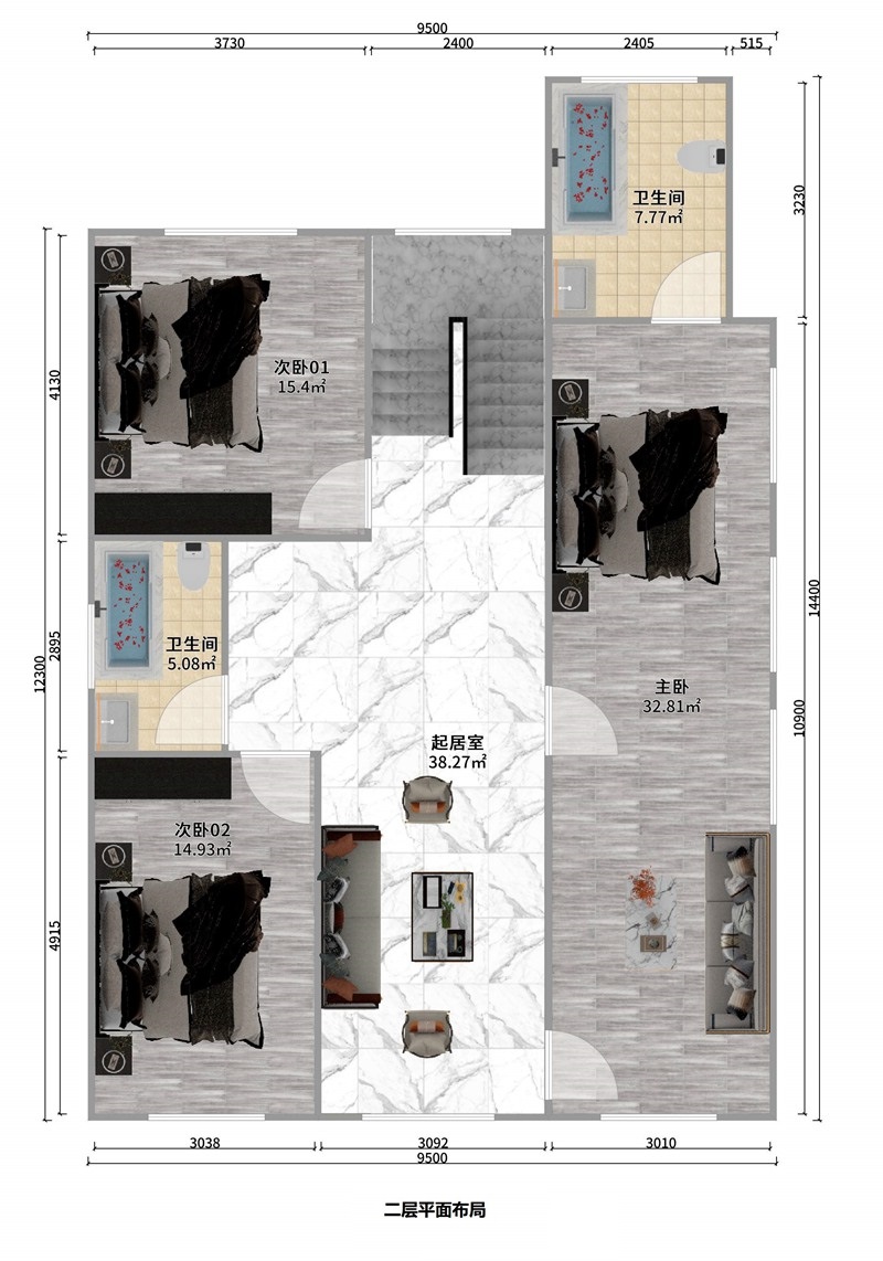 三層中式風格輕鋼別墅戶型+建房配置表【版權戶型】(圖3)