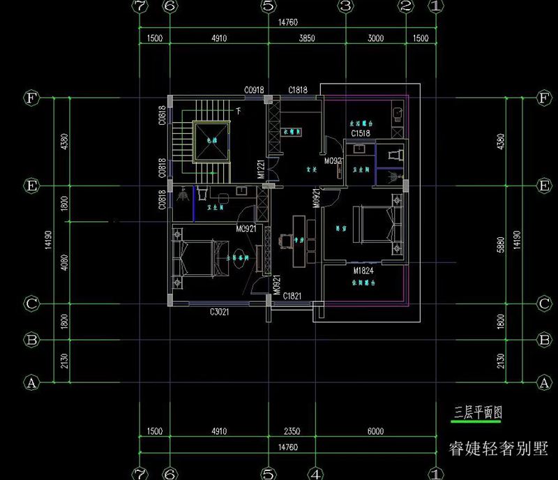 超現代時尚新農村三層半房屋設計圖(圖6)